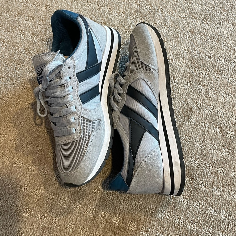 Gola. Daytona sneaker. Grey and black. Durable and cute. Hardly worn ever.